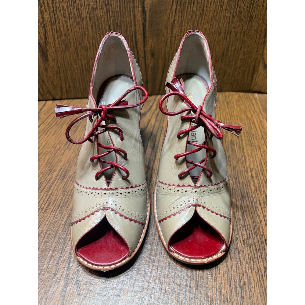 Sarah Chofakian Mary Jane Lace Up Peep Toe Size EU38 Handmade in Brazil - Picture 10 of 14